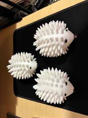Trio of White Hedgehog ? Porcupine Dryer Balls